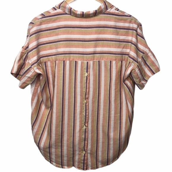 Madewell Courier Rainbow Stripe Button Back Shirt Size XS Style AL977 - Picture 5 of 7
